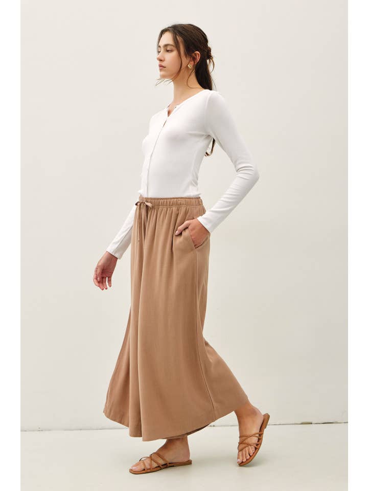 Linen Blend Cropped Palazzo Pants