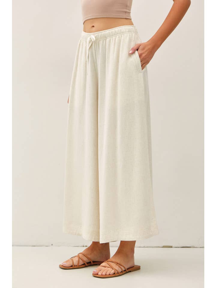 Linen Blend Cropped Palazzo Pants