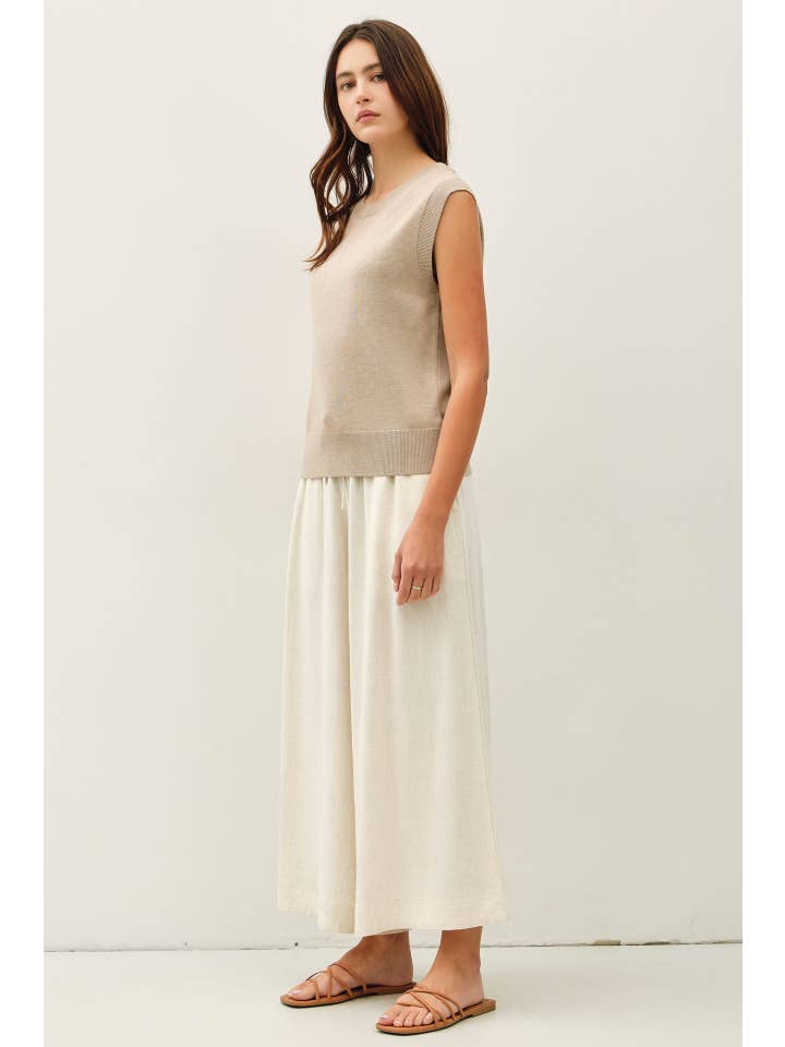 Linen Blend Cropped Palazzo Pants