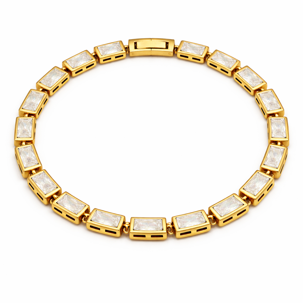 Monroe Baguette Bezel Tennis Chain Bracelet