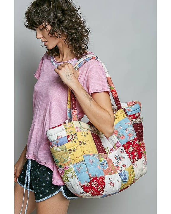 Bloom Quilted Floral Patchwork Carryall Tote Bag