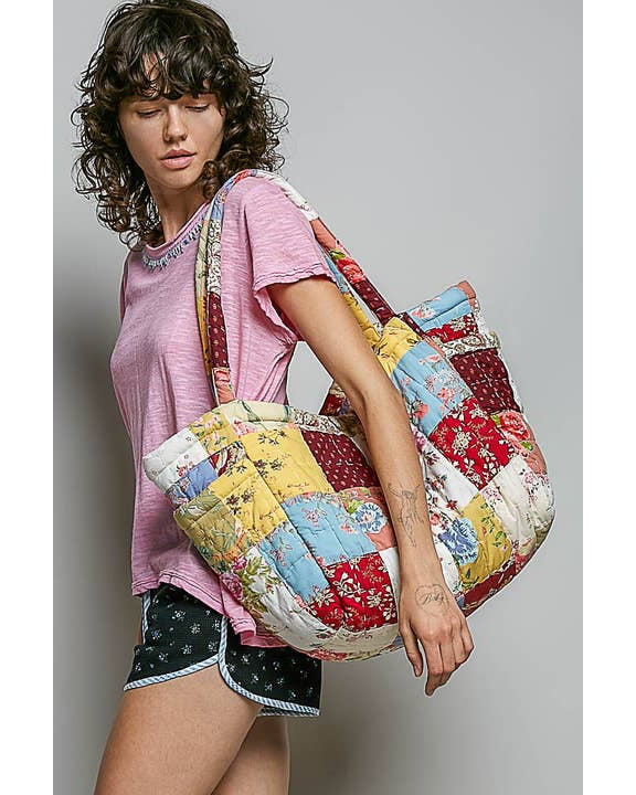 Bloom Quilted Floral Patchwork Carryall Tote Bag
