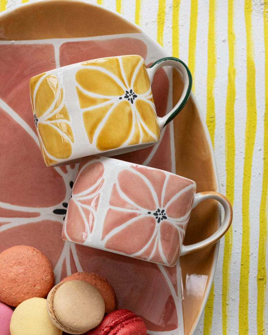 10 oz. Stoneware Mug with Wax Relief Design, 2 Styles