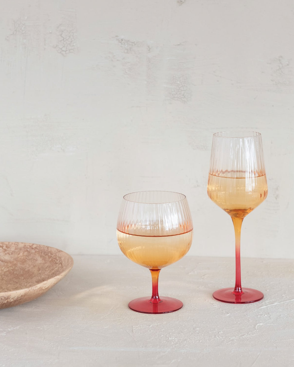 20 oz. Stemmed Fluted Goblet, Orange Color Ombre
