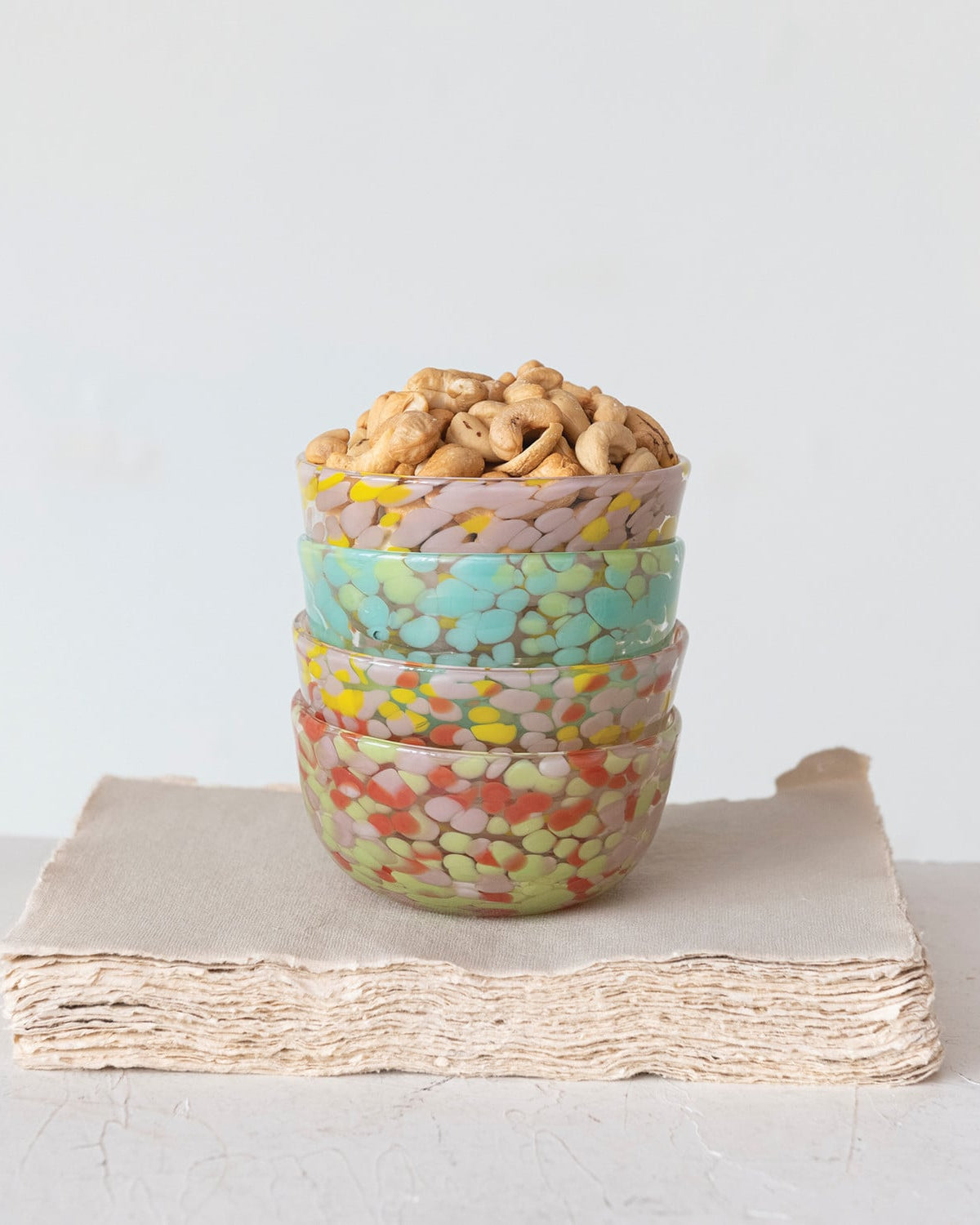 Blown Confetti Glass Bowl, Multi Color, 4 Styles