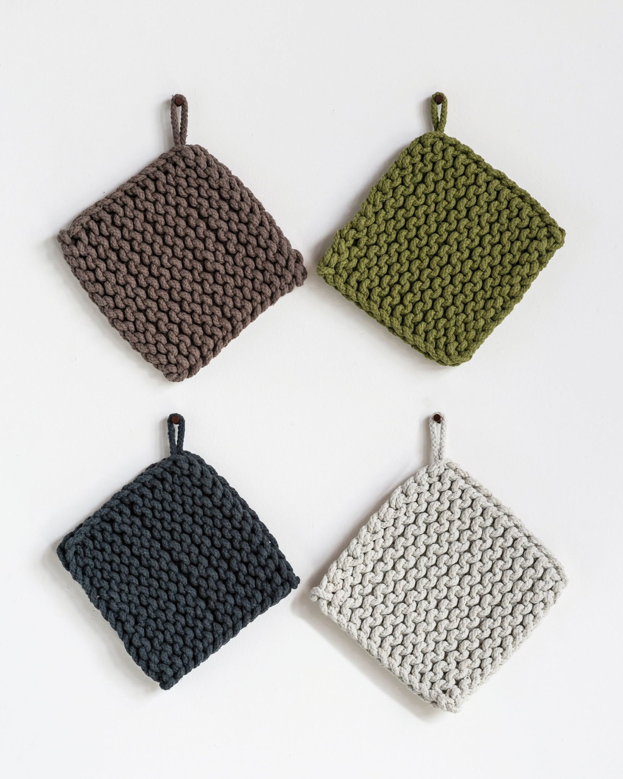 Cotton Crocheted Pot Holder, 4 Colors