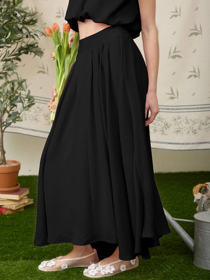 Box Pleated Midi Skirt
