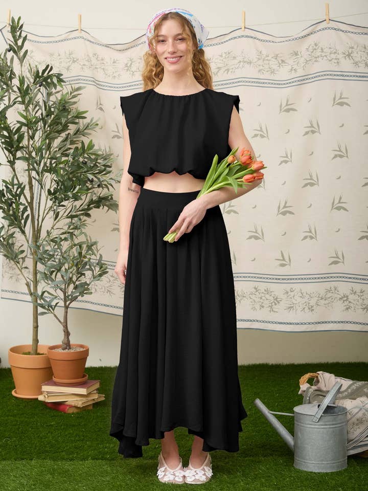 Sleeveless Balloon Crop Top