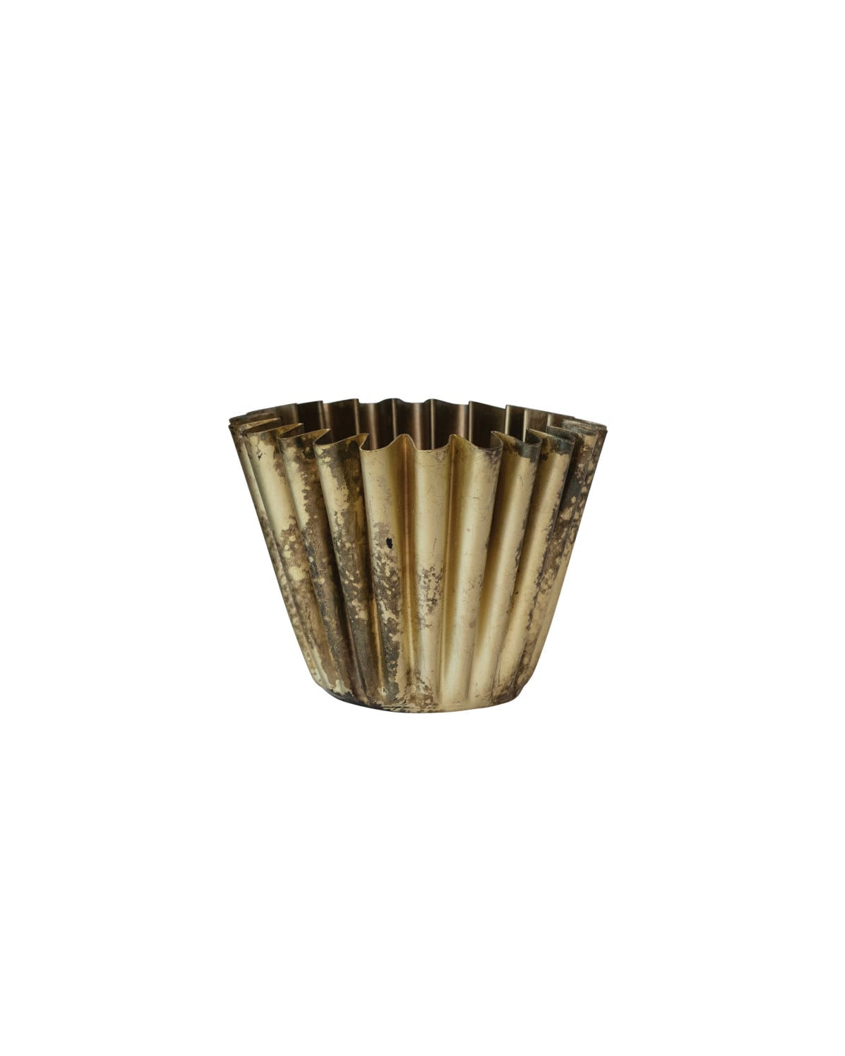 Fluted Metal Planter, Brass Finish