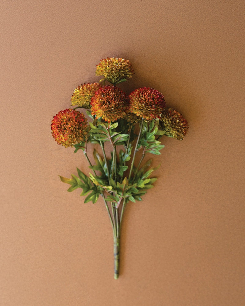 Bundle of 7 Artificial Auburn Ball Dahlias
