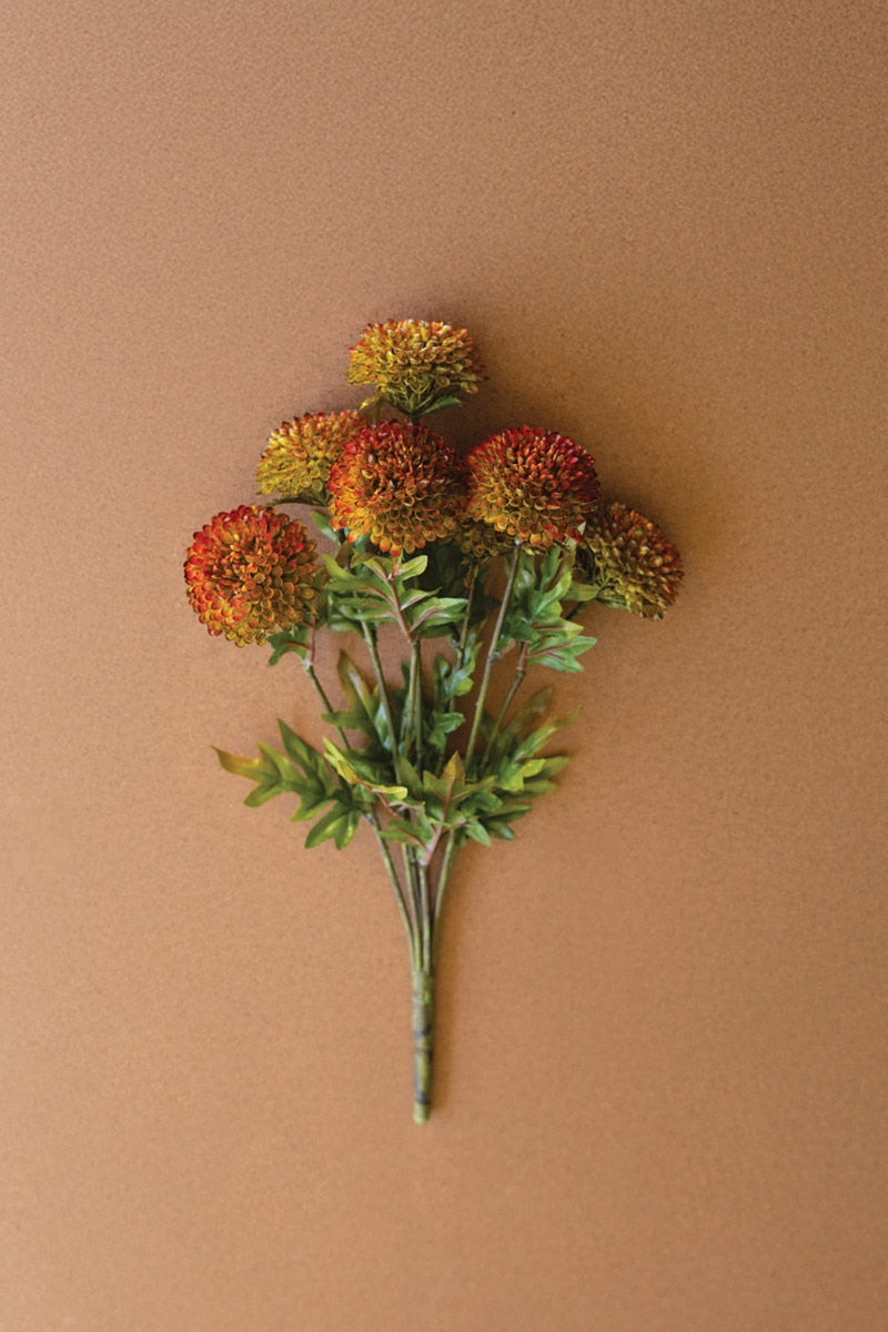 Bundle of 7 Artificial Auburn Ball Dahlias
