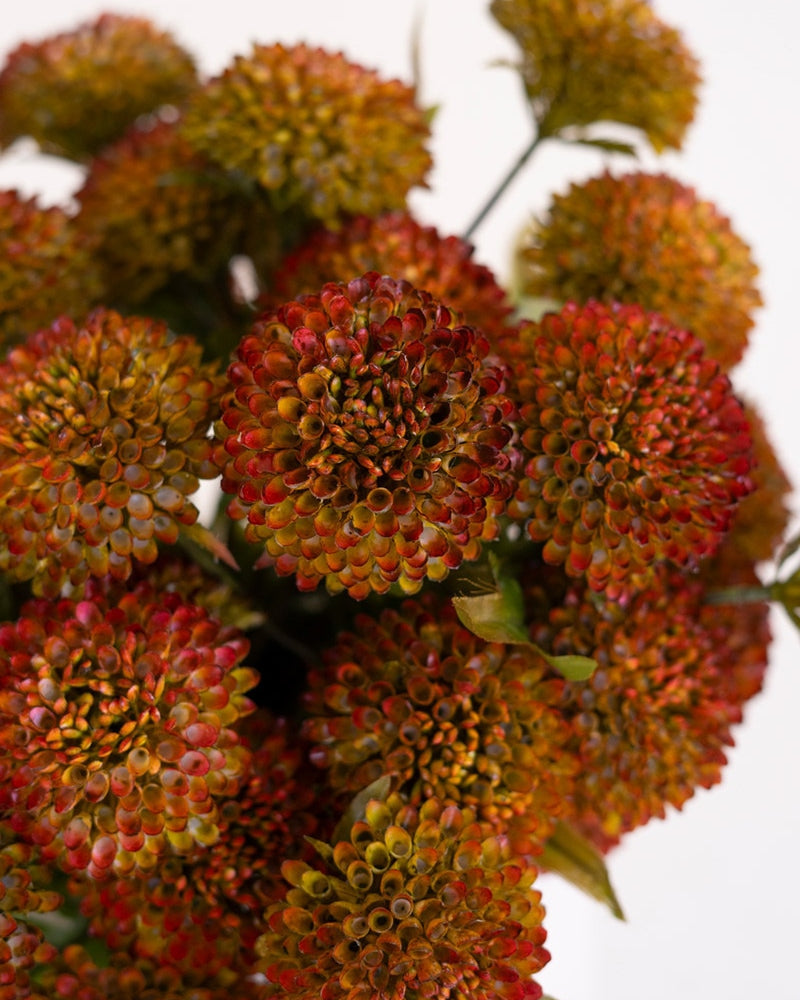 Bundle of 7 Artificial Auburn Ball Dahlias