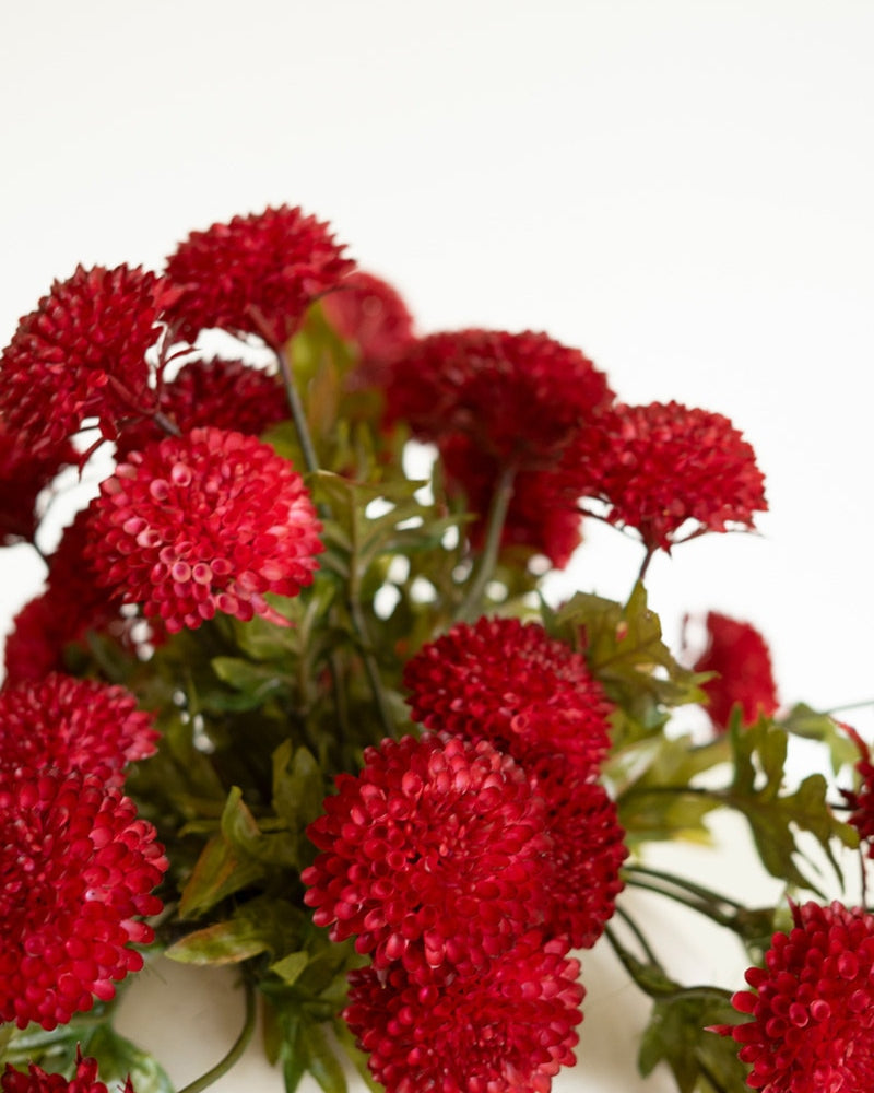 Bundle of 7 Artificial Red Ball Dahlias