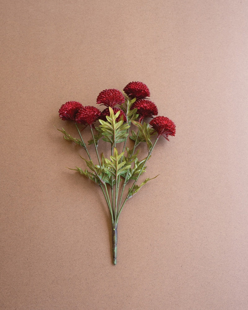 Bundle of 7 Artificial Red Ball Dahlias