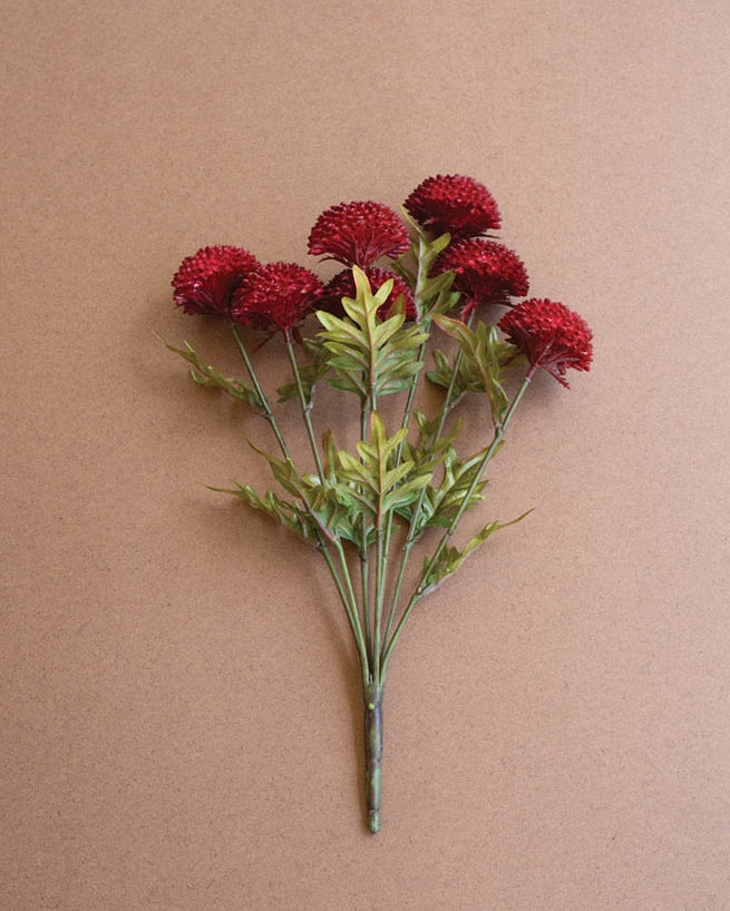 Bundle of 7 Artificial Red Ball Dahlias