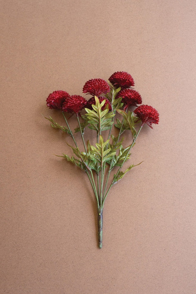Bundle of 7 Artificial Red Ball Dahlias