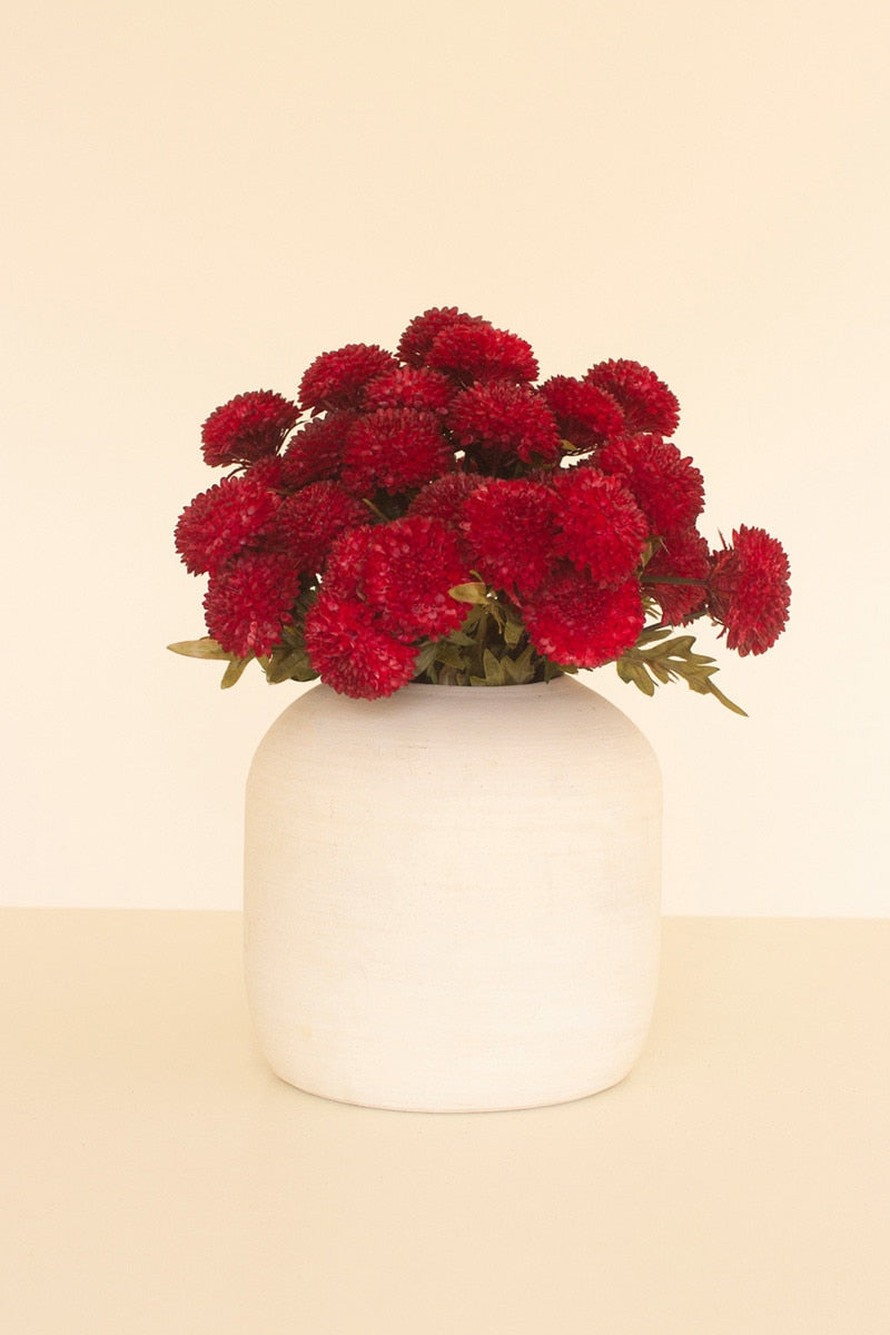 Bundle of 7 Artificial Red Ball Dahlias