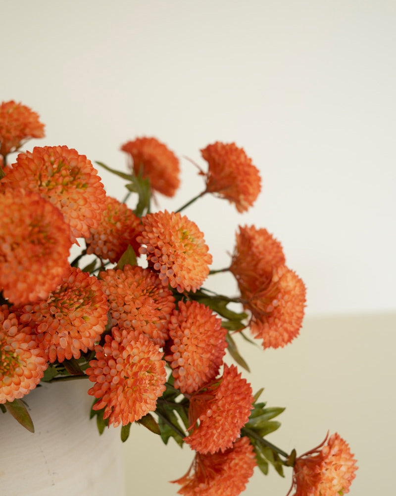 Bundle of 7 Artificial Orange Ball Dahlias
