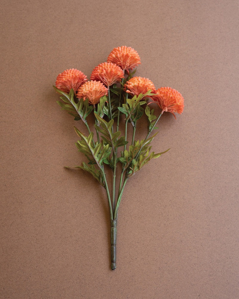Bundle of 7 Artificial Orange Ball Dahlias
