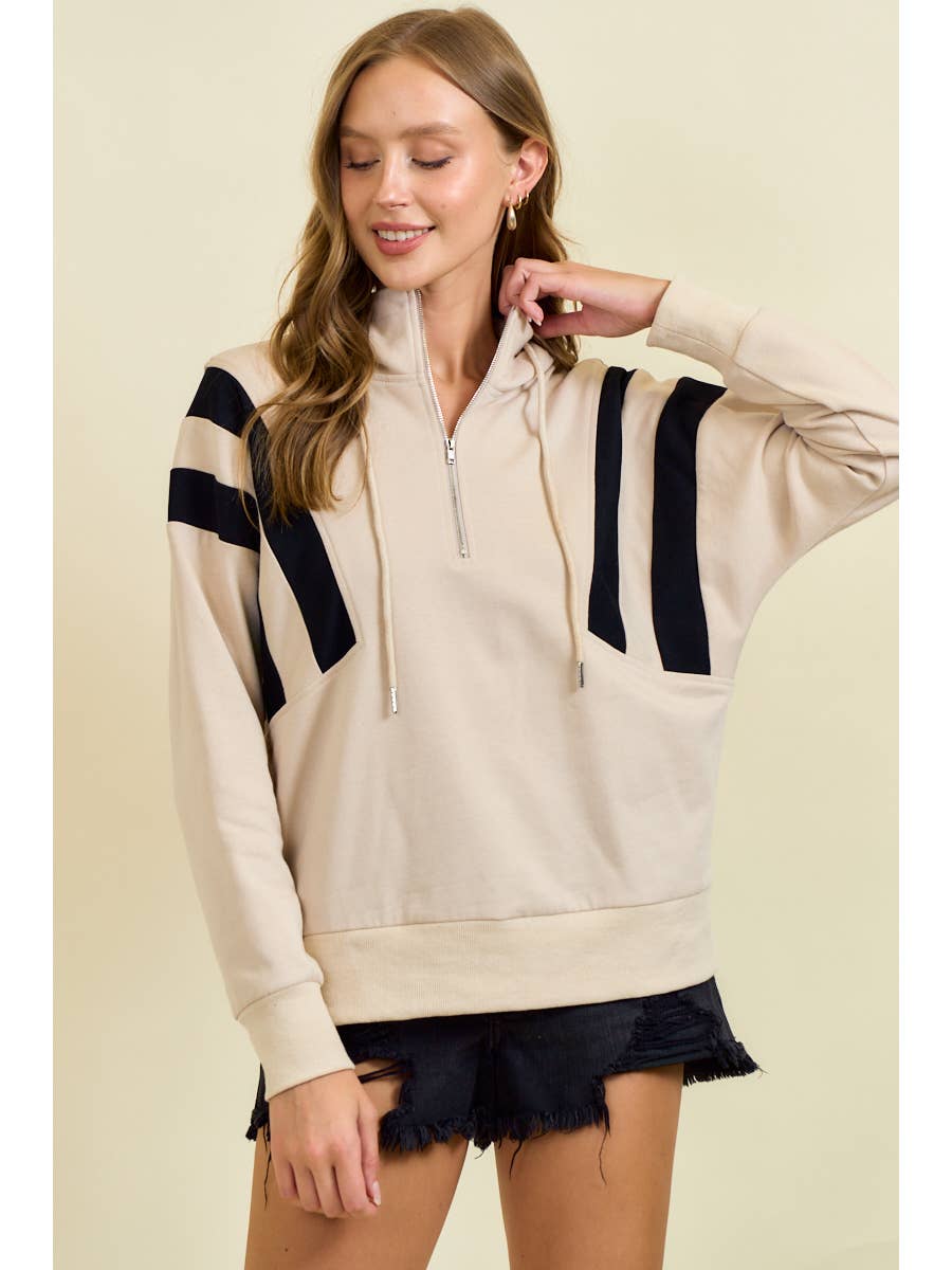 Colorblock Half Zip Up Hoodie Sweatshirt - 45218T