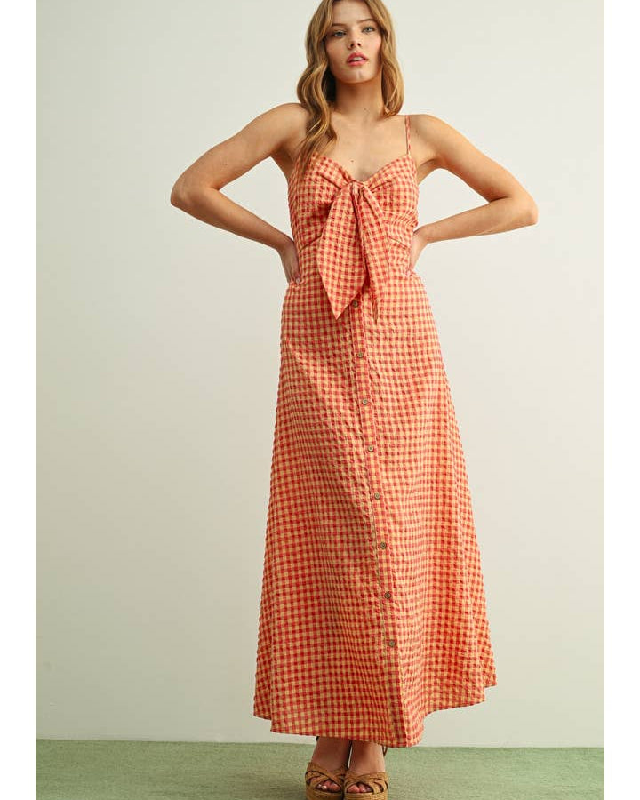 Gingham Patterned Long Dress