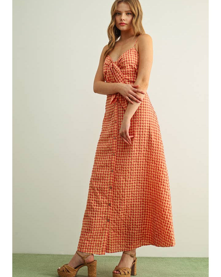 Gingham Patterned Long Dress