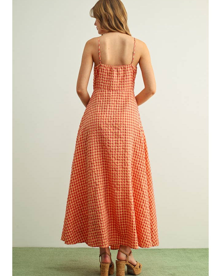 Gingham Patterned Long Dress
