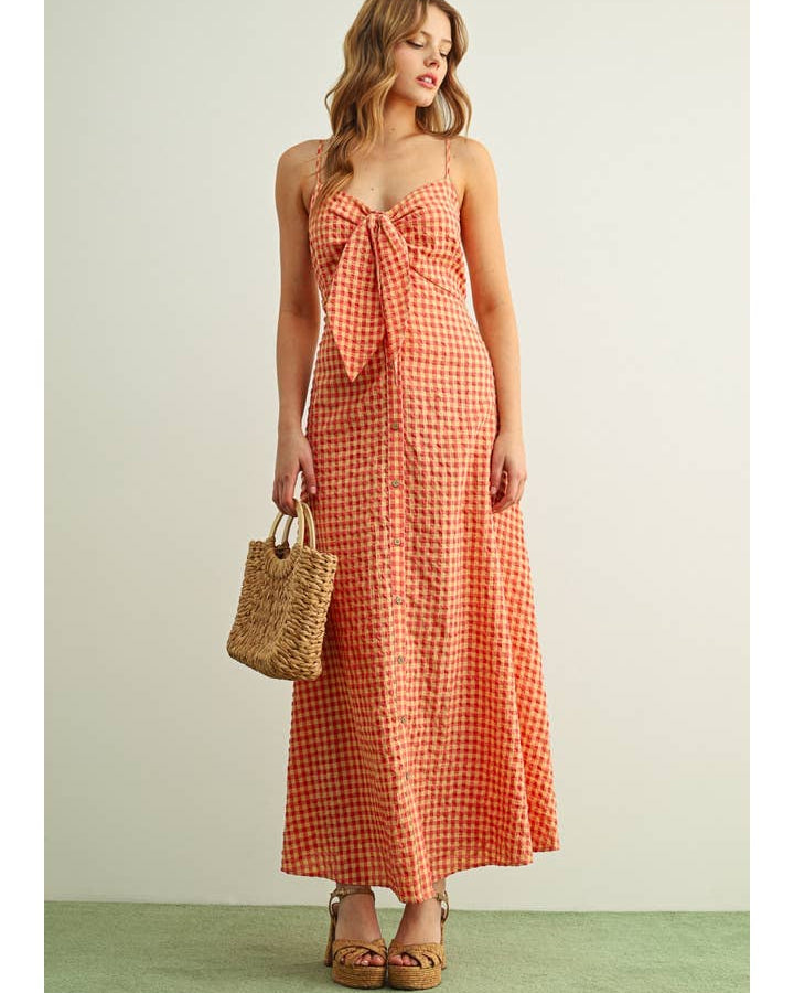 Gingham Patterned Long Dress