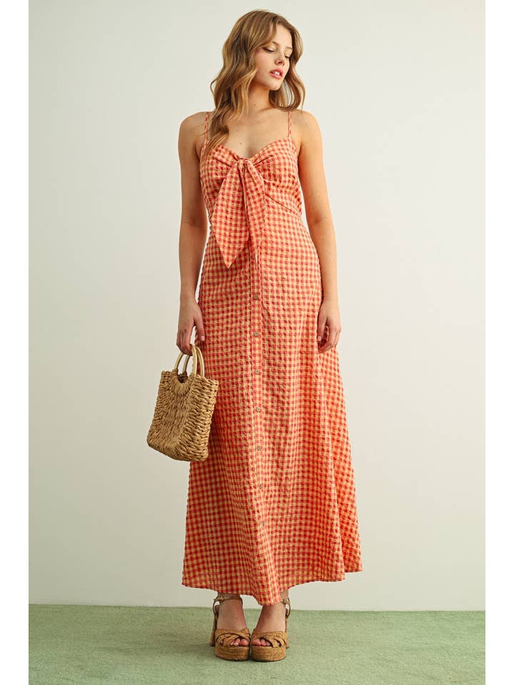 Gingham Patterned Long Dress