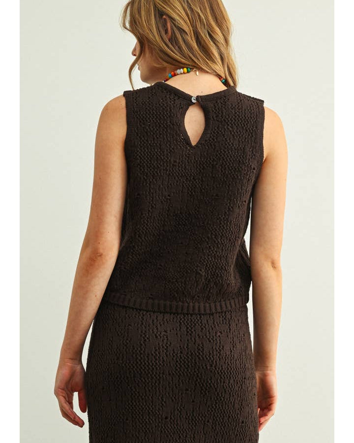 Crochet Knit Tassel Hem Crop Top