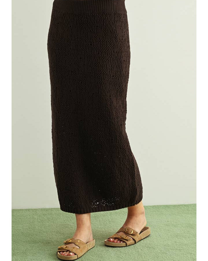 Crochet Knit Skirt with Tassel Hem