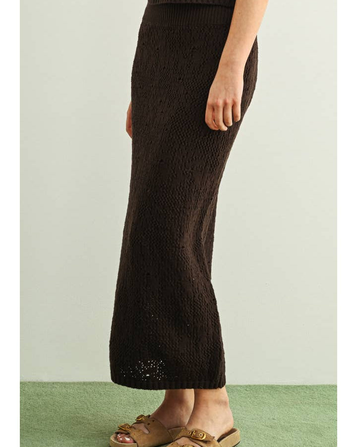 Crochet Knit Skirt with Tassel Hem
