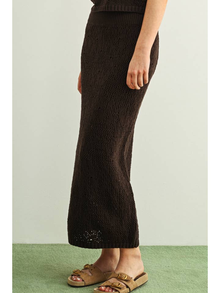 Crochet Knit Skirt with Tassel Hem