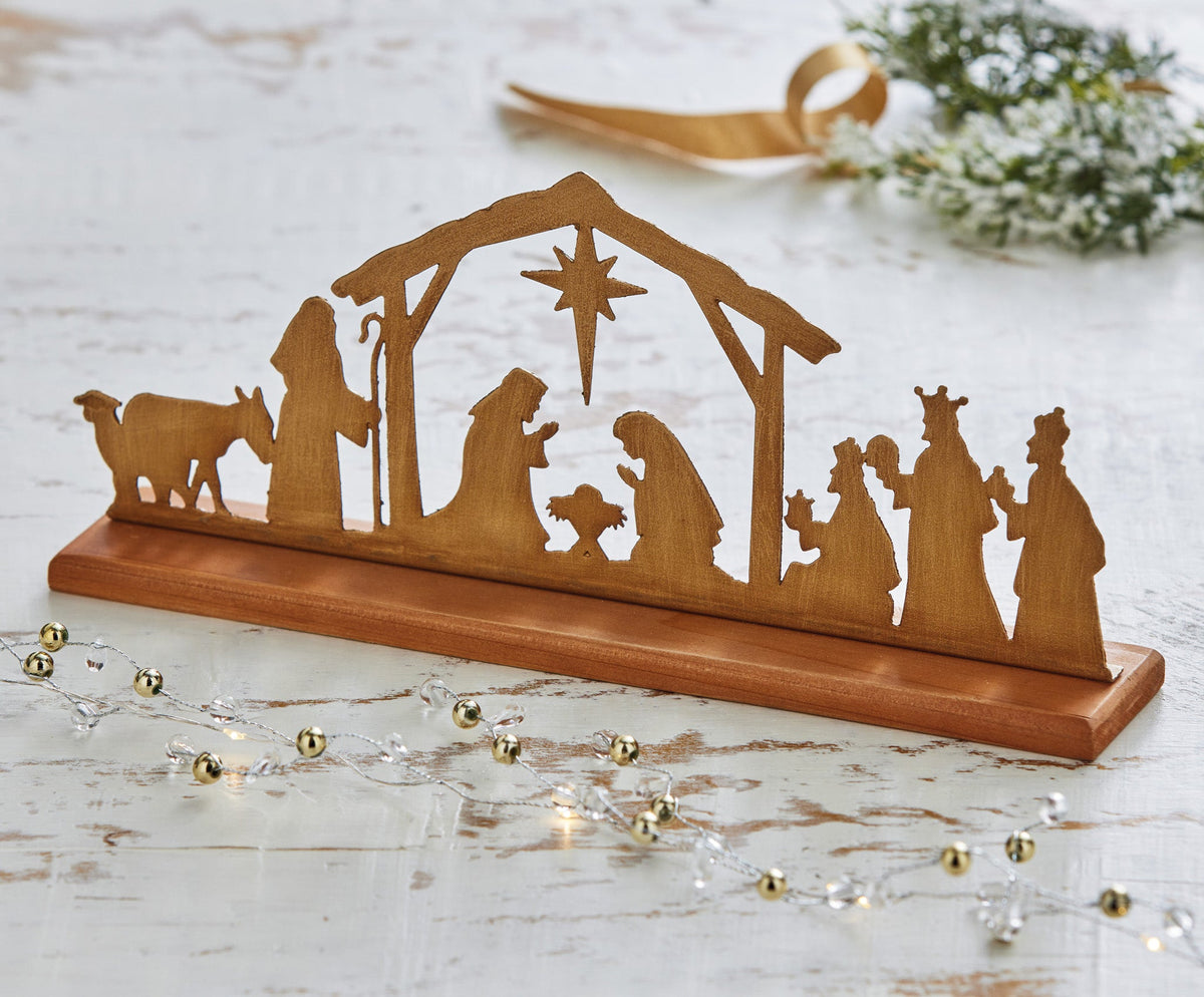 Wood And Metal Nativity Scene Decor