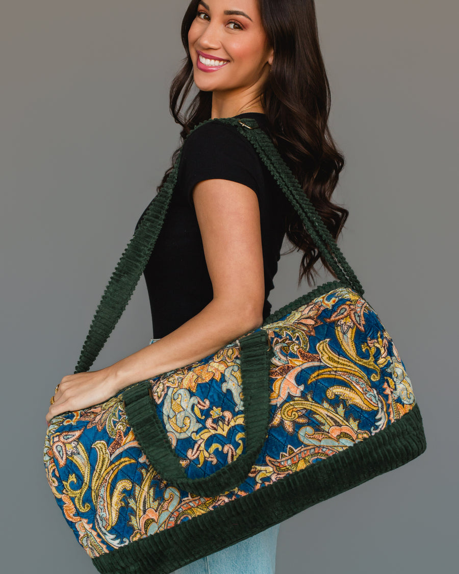 Green & Multicolored Patterned Duffel