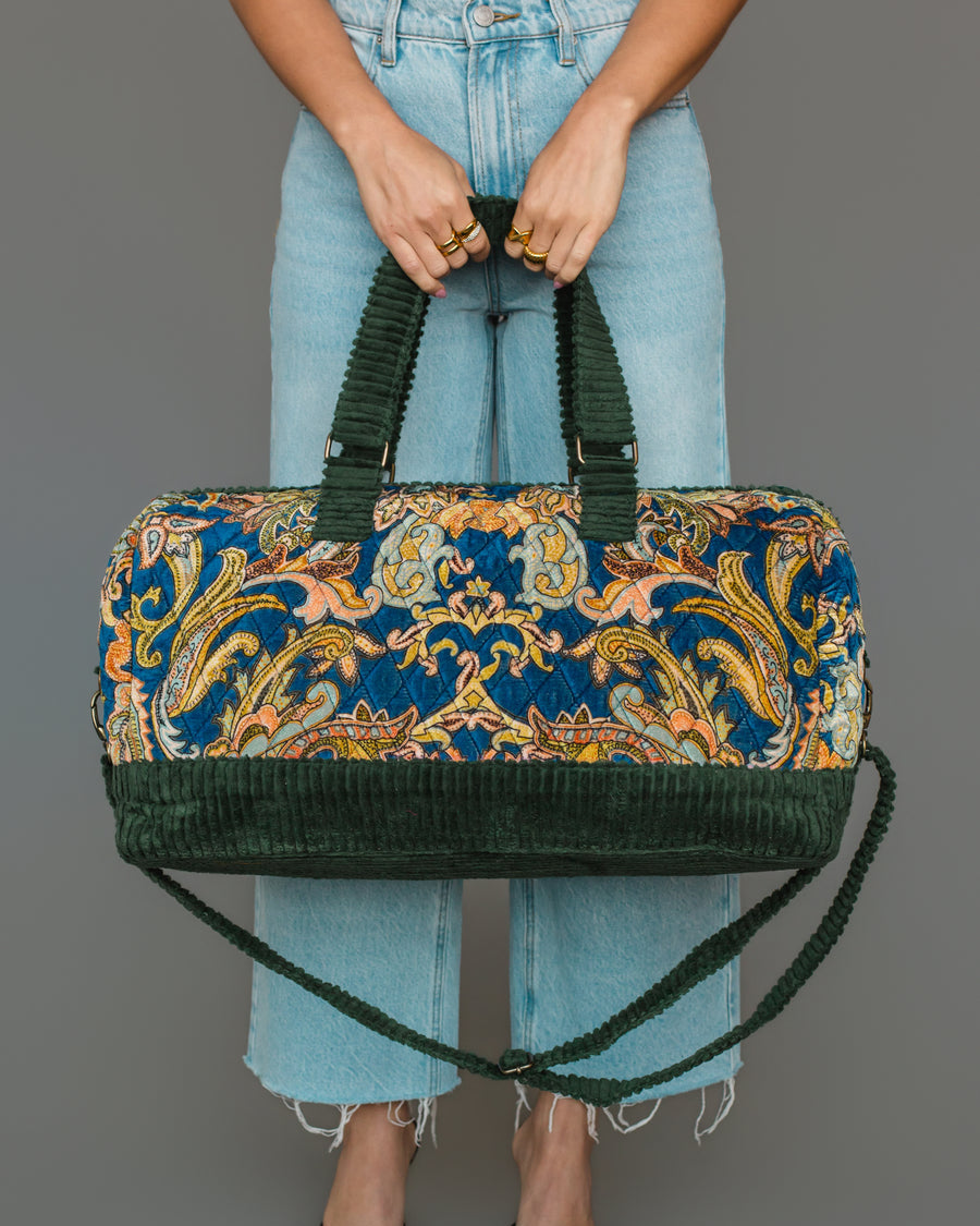 Green & Multicolored Patterned Duffel