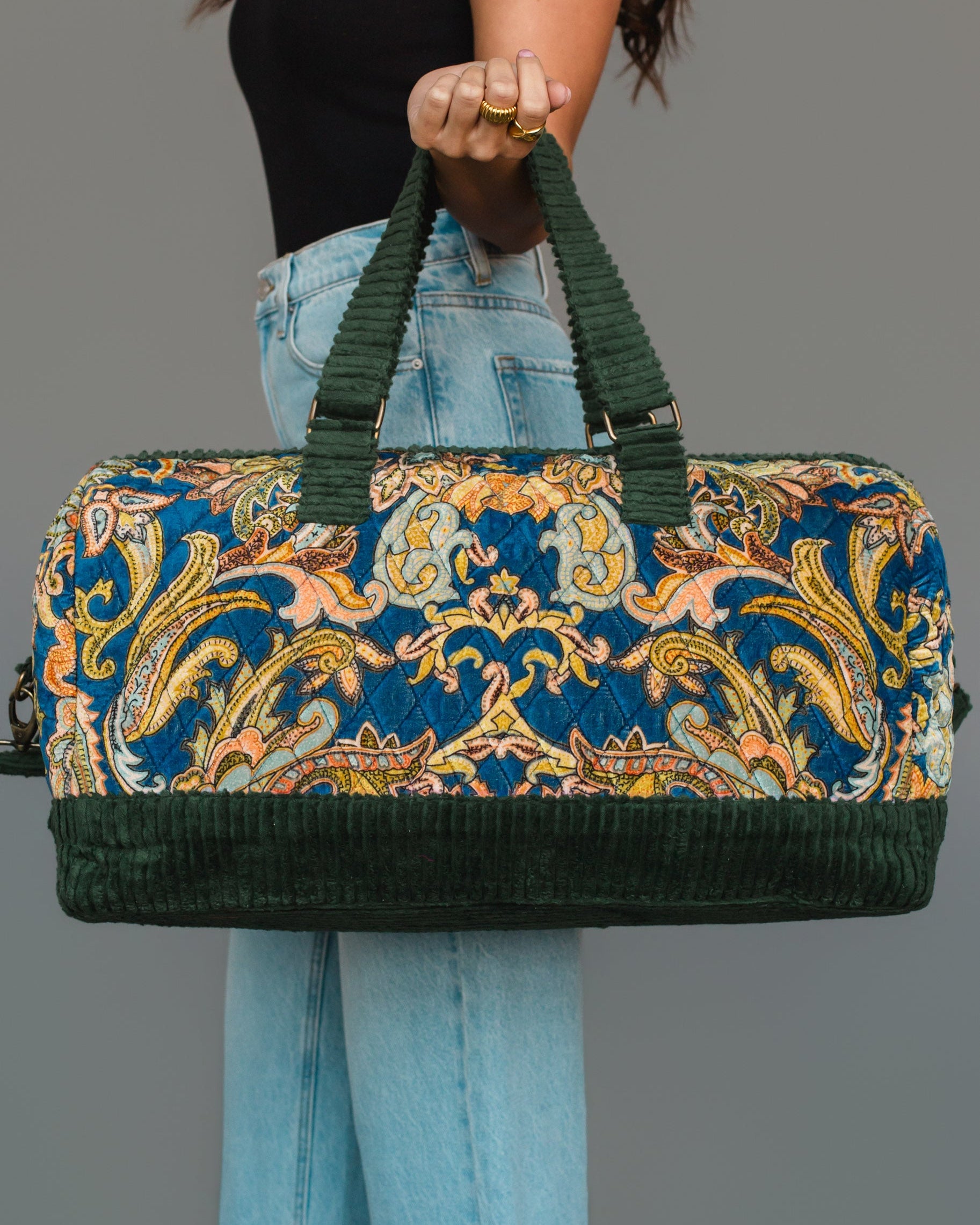 Green & Multicolored Patterned Duffel