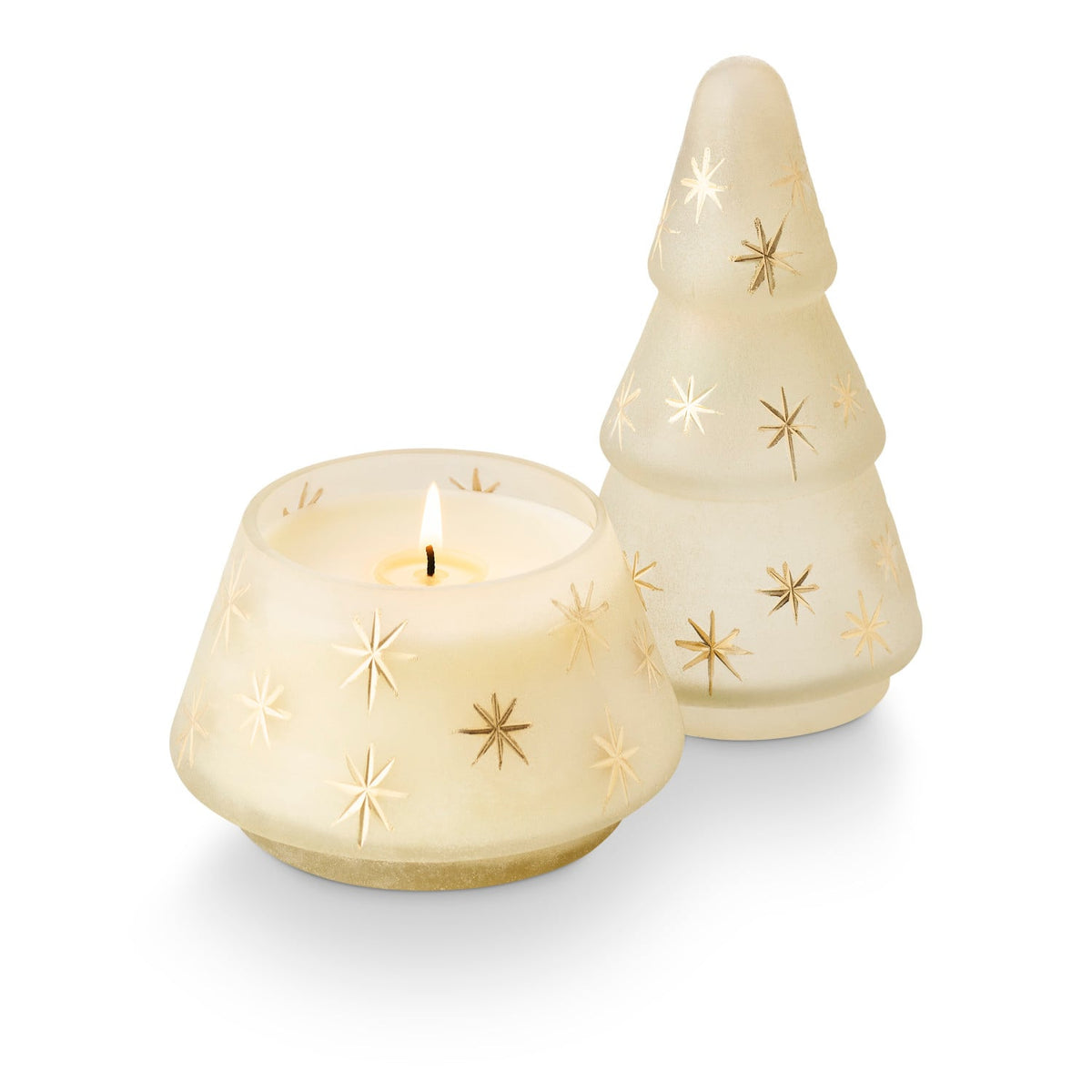 Winter White Frosted Star Glass Tree