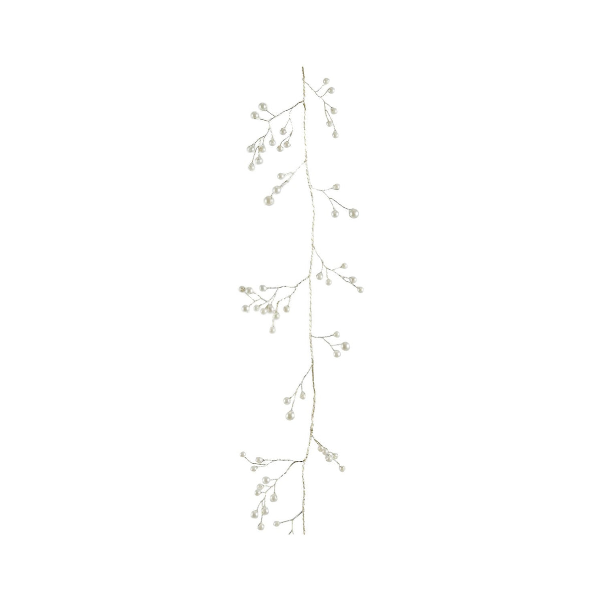 Metal Wire Garland with Faux Pearls, Gold Finish