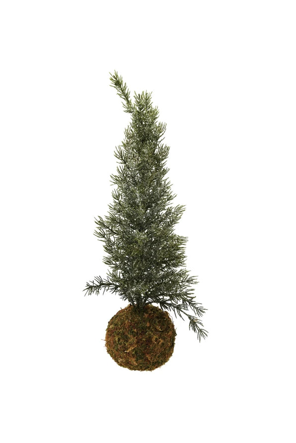 Faux Fir Tree with Moss Ball Base, Frost Finish