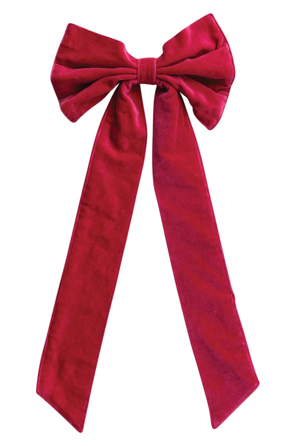 Cotton Velvet Clip-on Bow, Fuchsia Color