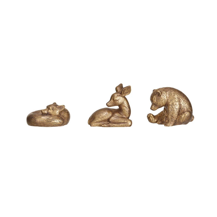 Resin Animal, Antique Gold Finish, 3 Styles