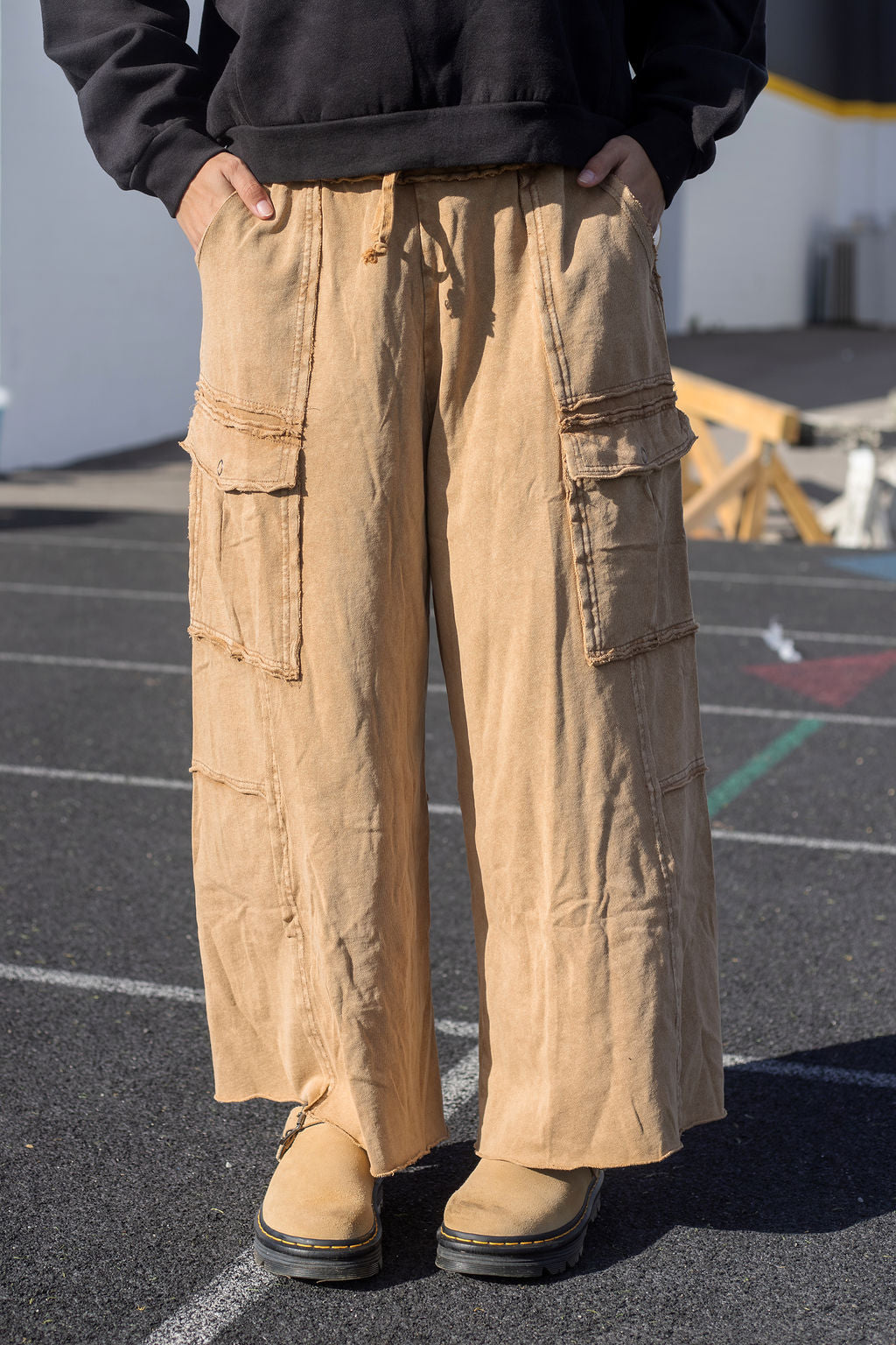 Kismet Latte Wide Cargo Pants – shoppe smitten