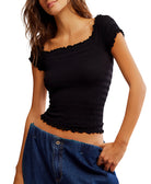Black Pucker Up Seamless Tee