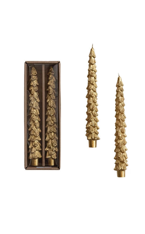 Unscented Tree Shaped Taper Candles in Box, Set of 2