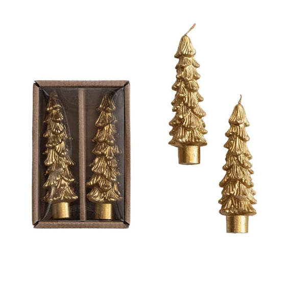 Unscented Tree Shaped Taper Candles in Box, Set of 2