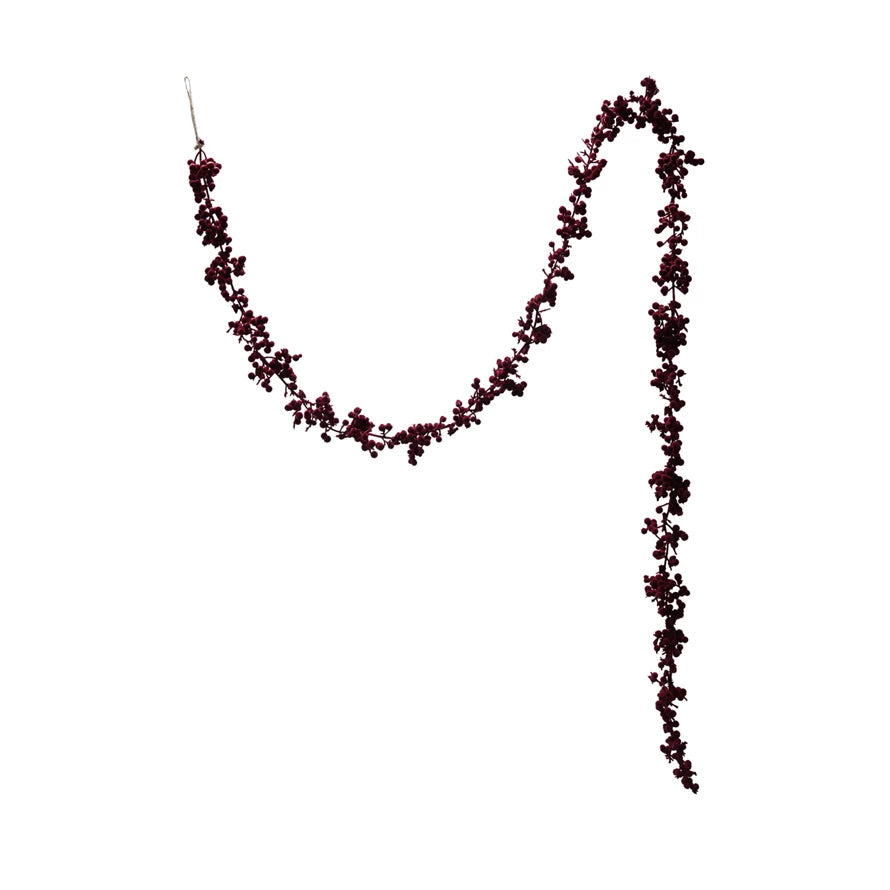 72"L x 5-1/4"H Flocked Foam Ball Garland, Burgundy Color