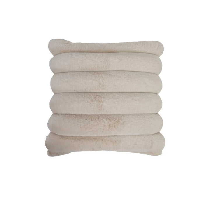 18" Square Faux Fur Pillow with Channel Stitch & Velvet Back