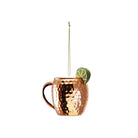 4"L Glass Moscow Mule Ornament with Lime & Glitter, Copper Finish