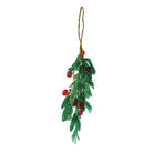 Glass Bead & Wire Mistletoe & Berries Ornament, Green, Red & Gold Finish